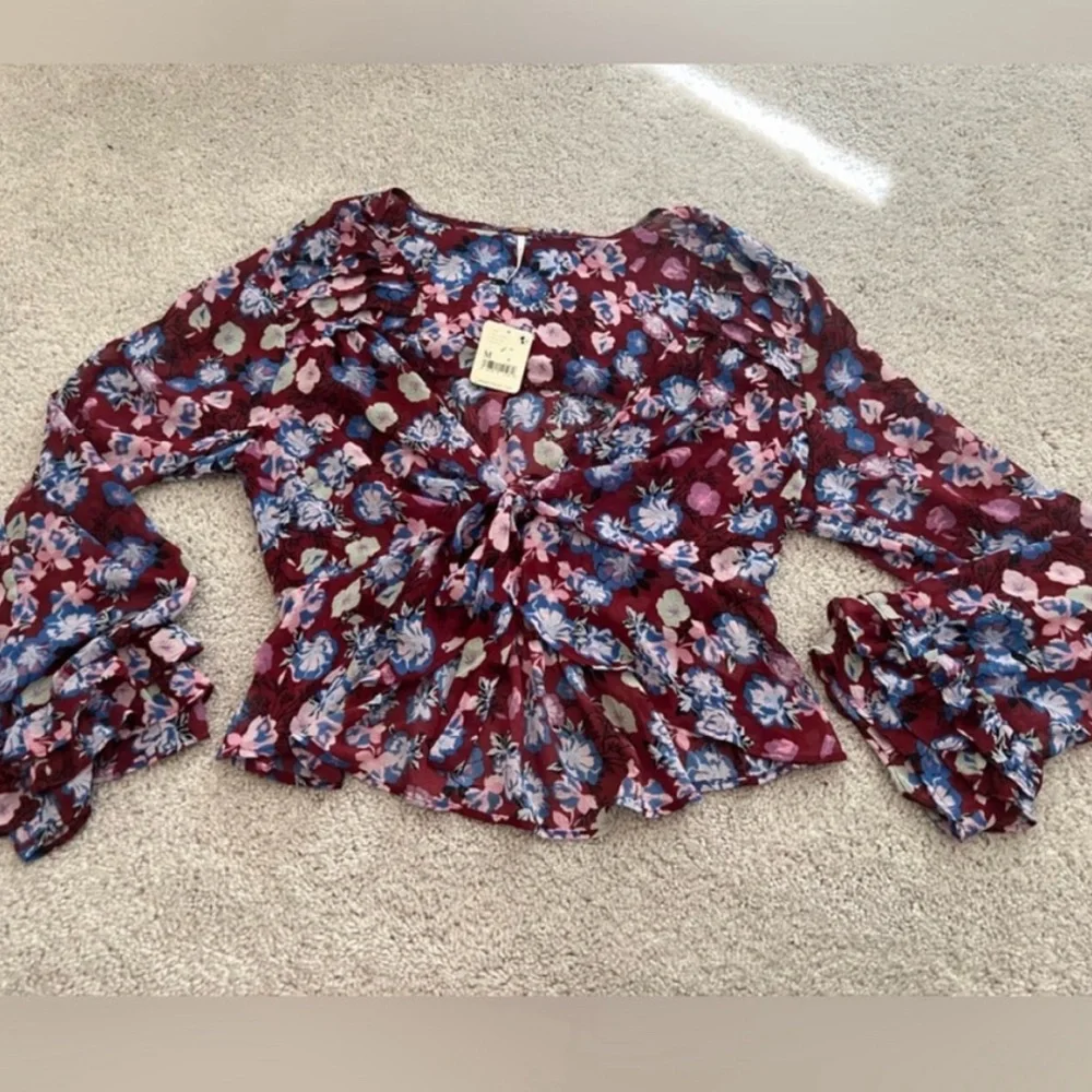 Free People - Maybel Floral Blouse-Size Medium - Picture 5 of 9